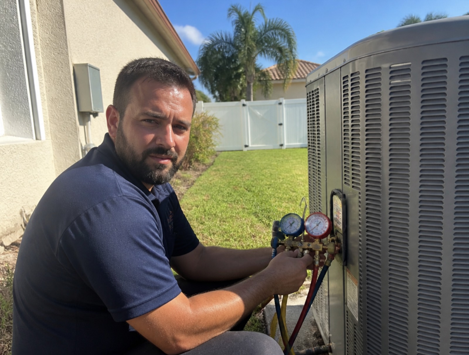 Frostline technician on a ductless mini-split job